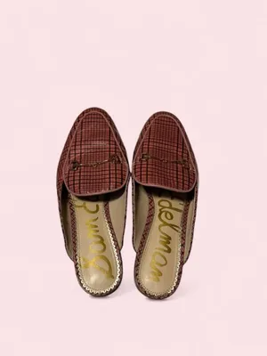 Sam Edelman Pink Plaid Patent Leather Horsebit Mules thumbnail 4