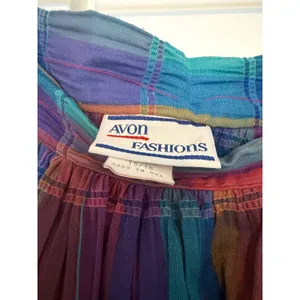 Vintage Avon Fashions Plaid 2 Piece Set Crop Top Midi Skirt Multicolor VTG M/L thumbnail 7