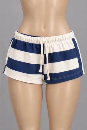 Free-EST by Free People XS Navy Cream Striped 100% Cotton Shorts thumbnail 1