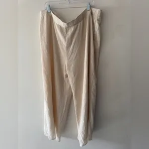 Abercrombie & Fitch Cream Textured Pull On Wide Leg‎ Beachy Pants thumbnail 2