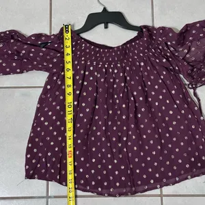 Abercrombie‎ & Fitch Polka Dot Red/Burgundy Off shoulder blouse size S thumbnail 6