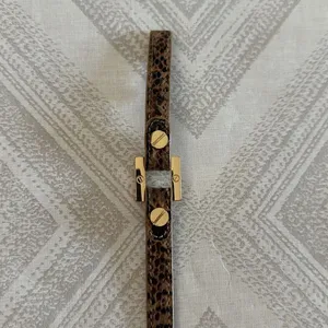 Tory Burch Brown/Tan Animal Print Leather w/ Gold Grommets Double Wrap Bracelet thumbnail 4