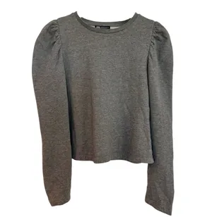 Zara grey puff sleeve crewneck sweater M thumbnail 7