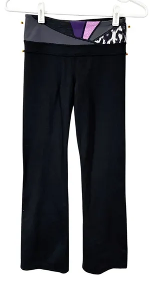 Lululemon Printed Waist Black Pull On Flare Leggings Size‎ 2 thumbnail 1