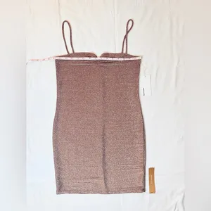Reformation NWT Kyla Dress - Taupe Sparkle - M thumbnail 14
