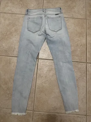 KanCan Light Blue Skinny Jeans with Distressed Knees thumbnail 2