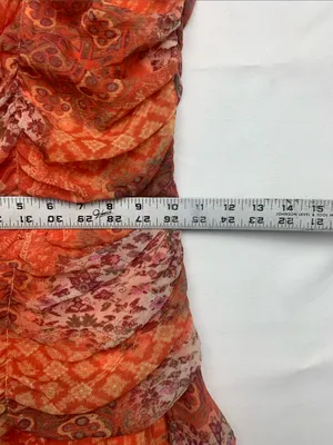 Roberta small 90s y2k Orange Ruffle ruched V-Neck Slip Dress brat party mini thumbnail 7