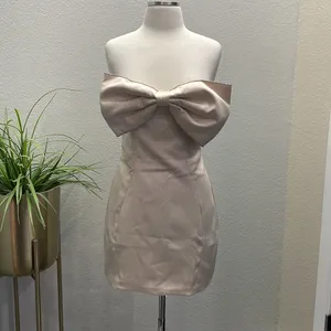 NWT House of CB Ariella Cream Satin‎ Crystal Embellished Bow Dress Size M $269 thumbnail 8