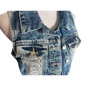 Womens Amethyst Jeans Cowboy Coture Stonewash Western Chic Denim Jean Vest Sz L thumbnail 5