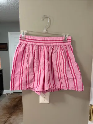 Free People striped pull-on shorts in pink combo XS thumbnail 3