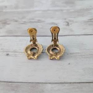 Vintage Clip On Earrings Statement Christmas Wreath Pretty 7/8" thumbnail 3