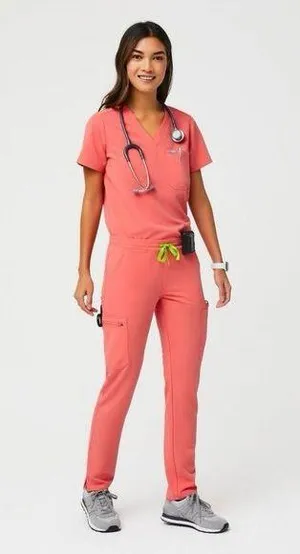 LIMITED EDITION Figs Hot Coral Catarina Scrub Top thumbnail 4