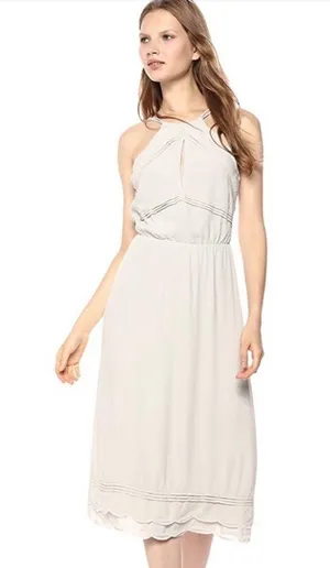 Elliatt Size XS Taupe Elation Ruffle Midi Dress thumbnail 1