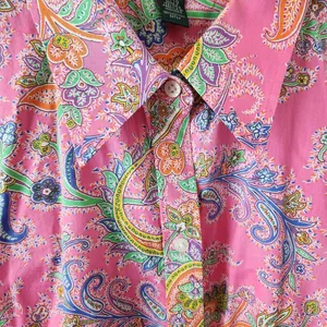 Lauren Ralph Lauren Cotton Pink Paisley Button-Down Blouse Barbie Core XL thumbnail 5