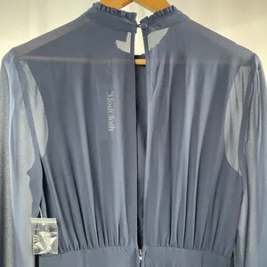 NWT ModCloth Sheer Long Sleeve Mock‎ Neck Mini Dress in Navy Blue Size 6 thumbnail 11