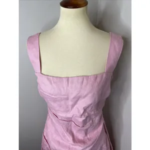 New Reformation Kerrigan Linen Dress in Babygirl Pink Size 10 thumbnail 6