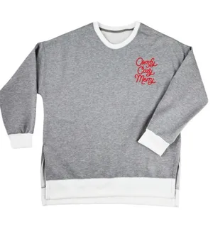 Hallmark Channel Comfy Cozy Merry Gray Sweatshirt, Size XXL, NEW thumbnail 1