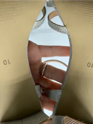 Badgley Mischka American Glamour Silver Glitter Block Heel Sandals Womens 10 thumbnail 8