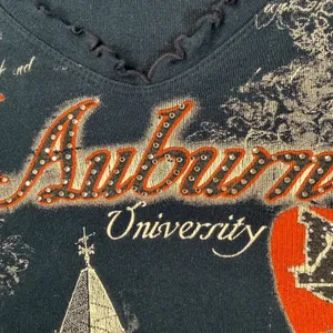 Auburn Tigers Y2k Graphic Blouse Women Large Embellished Ruffle V-Neck 3/4 Sleev thumbnail 5