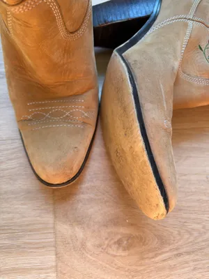 Tan and brown leather western boots with floral embroidery ( ) thumbnail 2