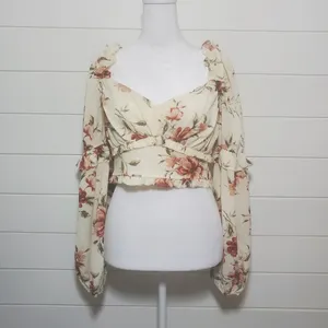 Privy Floral Off Shoulder Crop Top with Long Sleeves.‎ Size: M thumbnail 2