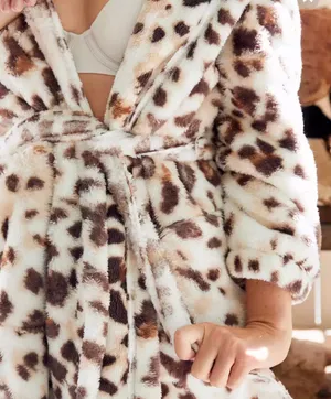 Aerie Animal Print Cozy Plush Robe, Medium thumbnail 5