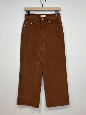 🌟 Dl1961 🌟 Hepburn Wide Leg 27" High Rise Corduroy Stretch Jeans Brown Sz 26 thumbnail 4