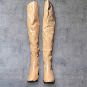 NEW Allegra K Over The Knee Boots Womens 8 Tan Wedge Chunky Heel Thigh‎ High thumbnail 5