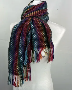 Merona Scarf Rectangular Rainbow Weave Warm Soft thumbnail 1