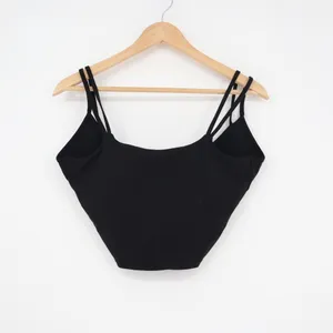 Black Cropped Tank Top Cami Double Strap Size L Size L thumbnail 2