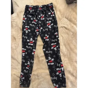 Disney Mickey Mouse PJ Pants Womens Medium Black Star Print Jogger Sleepwear (D) thumbnail 2