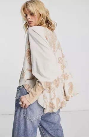 Free People LARGE True Perfection Tee in Almond Milk NWT thumbnail 4