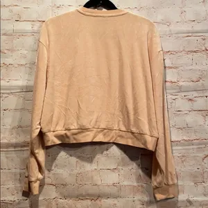 Nike Cropped Velour pink sweatshirt sz M Crew thumbnail 6