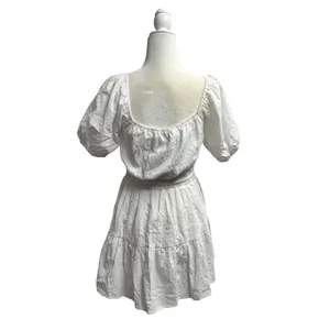 Lulus Sunny Day Feeling Tiered Puff Short Sleeve Mini Dress White Small NEW thumbnail 5