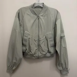ALO Mixed Media Reinvention Bomber Jacket Limestone Green thumbnail 2