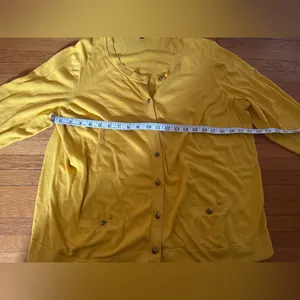 Talbots Canary Yellow Gold Knotted Button Cardigan with Pockets, Size 3X thumbnail 4