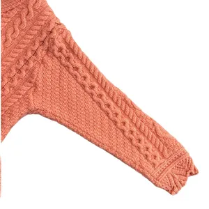 Like New Aran Crafts Merino Wool Cable Knit Crop Lngth Scallop Hem Sweater Large thumbnail 7