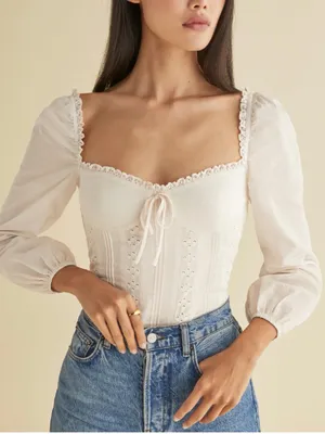 Reformation‎ 'Isadora' White Cotton Top Size 12 thumbnail 1