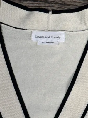 Lovers + Friends XS Cream Black Trim Gold Button Cardigan Sweater Dress thumbnail 6