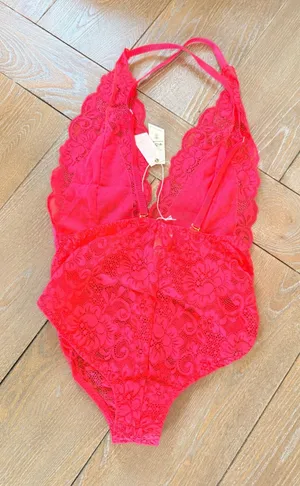 We Are HAH Comin' In Haht Lace Bodysuit Womens Red XS thumbnail 1
