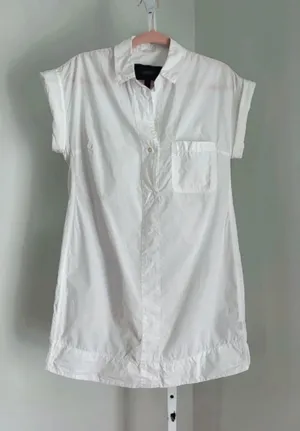 J Crew White Button-Up Poplin Shirt Dress Size S Minidress Classic Versatile thumbnail 1