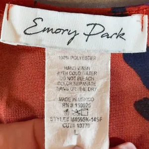 525 | Emory Park‎ Womens Large Floral Sheer Chiffon Kimono Cardigan Red Boho thumbnail 5