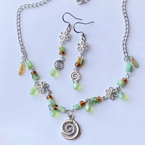 Handmade quality glass beads & flower fairy boho cottage whimsical dangle earrings 💐🍃 thumbnail 7