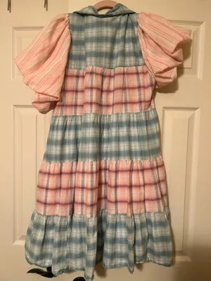 Entro Dress Plaid Babydoll blue pink thumbnail 2