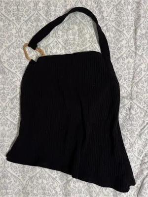 Reformation Ramona Asymmetrical Knit Ribbed Halter Tank Top thumbnail 3