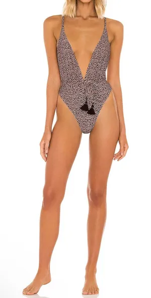 NWT MAAJI X Anthropologie CHEETAH SAFARI WRAP One Piece‎ Swimsuit Sz Medium $154 thumbnail 1