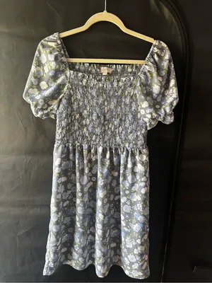 Loft Floral Smocked Mini Dress thumbnail 9