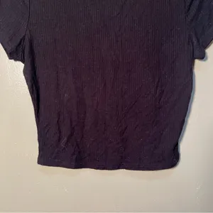 Bozzolo Women's Size Large Ribbed Crop Top T-Shirt Black Crewneck Short Sleeve thumbnail 6