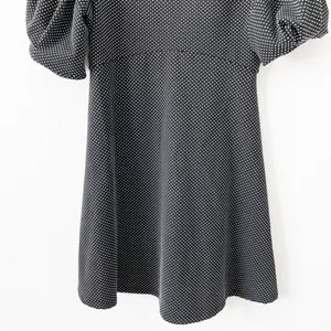 Free People Penelope Puff Sleeve Polka Dot Black Fit & Flare Mini Dress thumbnail 4