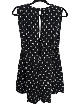 Free People Romper Ashley Black White Diamond Boxy Linen Blend XS thumbnail 5